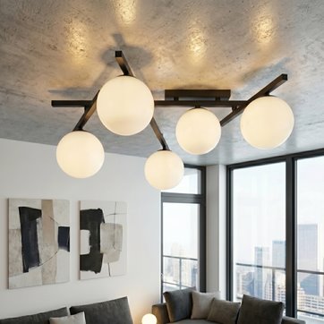 Lampa sufitowa SMART 5 BLACK/OPAL nowoczesna czarna/biała