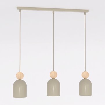 Lampa wisząca MESI 3 MOKKA nowoczesna, beżowa, metal drewno