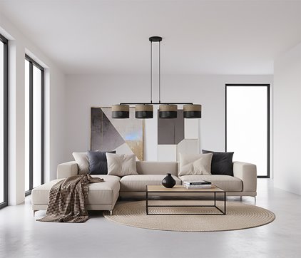 Lampa wisząca KARBON 4 BL BROWN klasyczna, abażur, brązowa