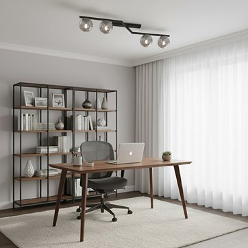 Lampa sufitowa NATON 4 BL GRAFIT plafon, czarna, metal
