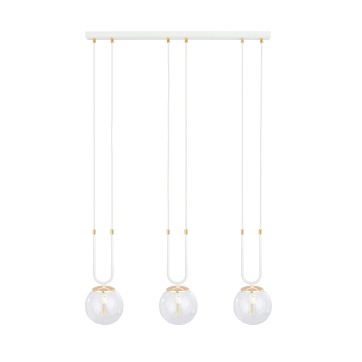 Lampa wisząca GLAM 3 WH/TRANSPARENT biała/transparent/złota