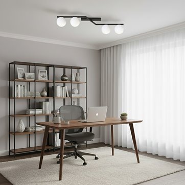 Lampa sufitowa NATON 4 BL OPAL plafon, czarna, metal
