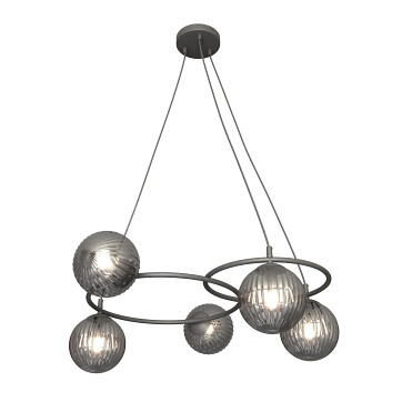 Lampa wisząca LIBRA 5 BL GRAFIT, design, klosz, biały czarny