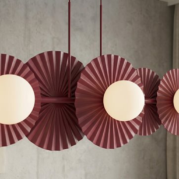 Lampa wisząca UMBRA 6 BURGUNDY OPAL loft, metal, fala