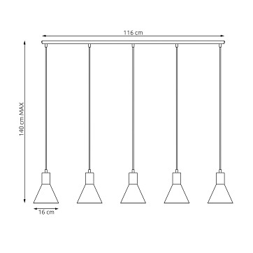 Lampa wisząca ROSA 5 WH, loft, biały, złoty
