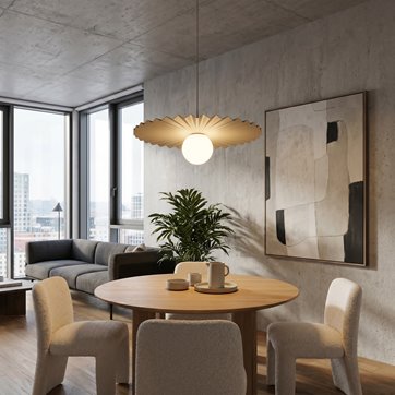 Lampa wisząca UMBRA 1 MOKKA nowoczesna, beżowa, metal, fala