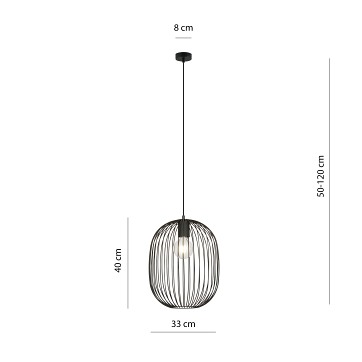 Lampa wisząca ONYX 1 BL loft, druciak, regulowana, czarna