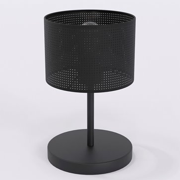 Lampka nocna LUX LN1 BLACK abażur, czarna, klasyczna