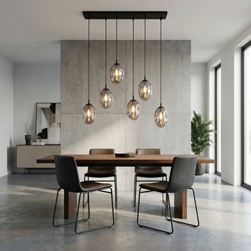 Lampa wisząca ASTRAL 6 BL GRAFIT desing klosze czarny/grafit