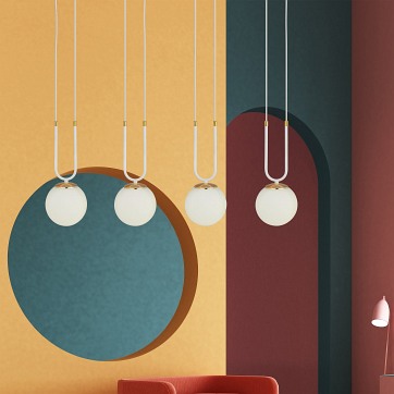 Lampa wisząca GLAM 4 WH/OPAL glamour biała/złota