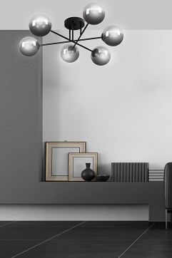 Lampa sufitowa BRENDI 6B BL GRAFIT loft klosze grafit czarna