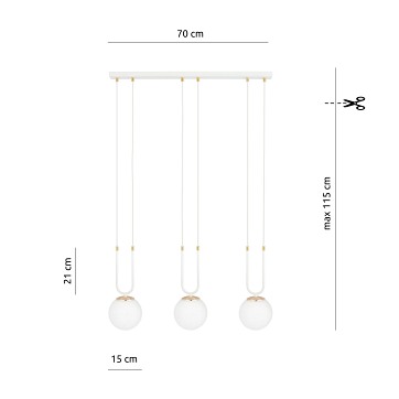 Lampa wisząca GLAM 3 WH/OPAL glamour biała/złota