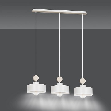 Lampa wisząca TUNISO 3 WHITE skandynawska, drewno, biała