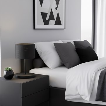 Lampka nocna LUX LN1 BLACK abażur, czarna, klasyczna