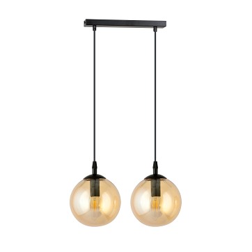 Lampa wisząca COSMO 2 BL MIODOWY loft klosz bursztyn czarna