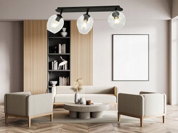 Lampa sufitowa FLOW 3 BL TRANSPARENT loft klosz czarna