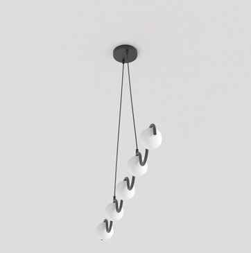 Lampa wisząca SINUS 5 BL OPAL nowoczesna, czarna, metal