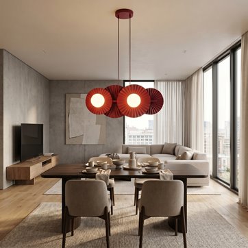 Lampa wisząca UMBRA 4 BURGUNDY OPAL loft, metal, fala