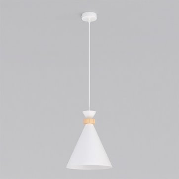 Lampa wisząca ZERO 1 WHITE nowoczesna, biała, metal, drewno