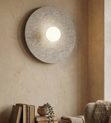 Kinkiet CALMA L K1 GRAY nowoczesny, klosz, filc, szary