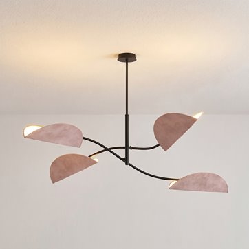 Lampa sufitowa LOTUS 4 BL GRAY abażury, czarna, szara