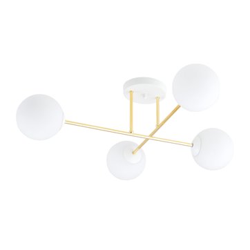 Lampa sufitowa MAGNUM 4 WH OPAL plafon klosze biała/złota