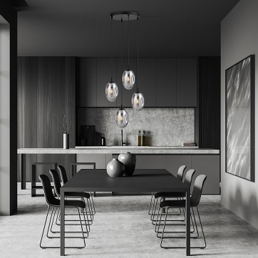 Lampa wisząca ASTRAL 4 BL PREMIUM GRAFIT klosze DESIGN