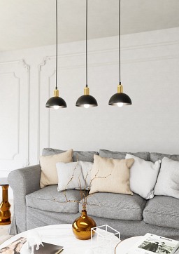 Lampa wisząca MOTO 3 BL, loft, metal, czarna, złota