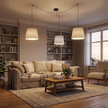 Lampa wisząca ASCOT 3 MIX abażur, szary, beż, klasyczna