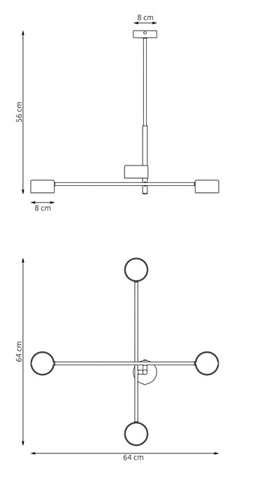 Lampa sufitowa NATSU 4 BL BLACK plafon, czarna, metal, loft
