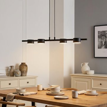 Lampa wisząca SORA 4 BL BLACK loft, czarna, metal