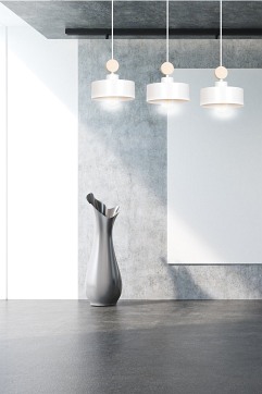 Lampa wisząca TUNISO 3 WHITE skandynawska, drewno, biała