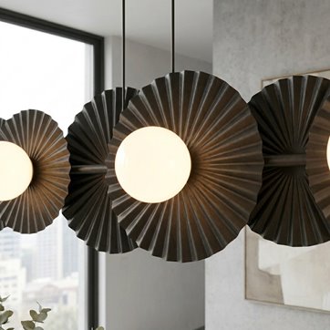 Lampa wisząca UMBRA 6 BLACK OPAL loft, czarna, metal, fala