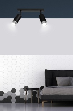 Lampa sufitowa HIRO 2 BL/CHROME tuby, metal, czarny/chrom