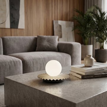 Lampka nocna UMBRA LN1 MOKKA metal, beżowa, nowoczesna, fala