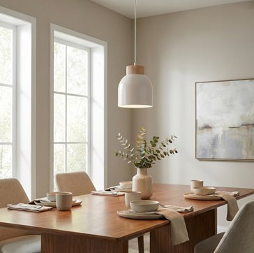 Lampa wisząca VIGO 1 WHITE nowoczesna, biała, metal, drewno