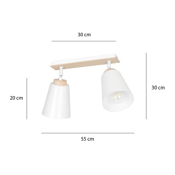Lampa sufitowa ATLAS 2 WHITE skandynawska, drewno, biała