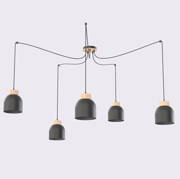 Lampa wisząca KRU 5 BLACK nowoczesna, czarna, metal, pająk