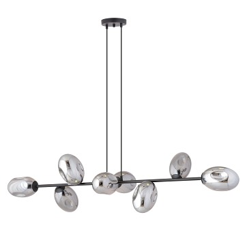 Lampa wisząca PANDORA 8 BL GRAFIT design szkło czarny/grafit
