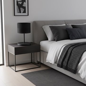 Lampka nocna KARBON LN1 BLACK abażur, czarna, klasyczna