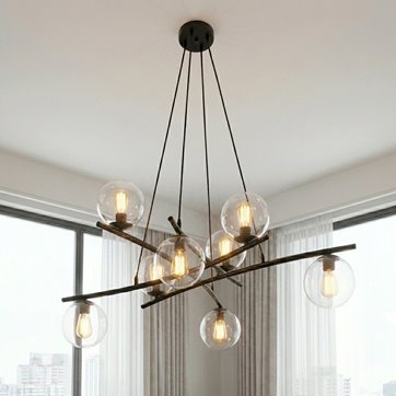 Lampa wisząca ESSA 8 TRANSPARENT kule czarna/transparent