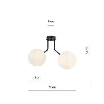 Lampa sufitowa NOVA 2 BL/OPAL klosze kule czarna/biała
