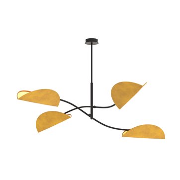 Lampa sufitowa LOTUS 4 BL MUSTARD abażury, pomarańczowa