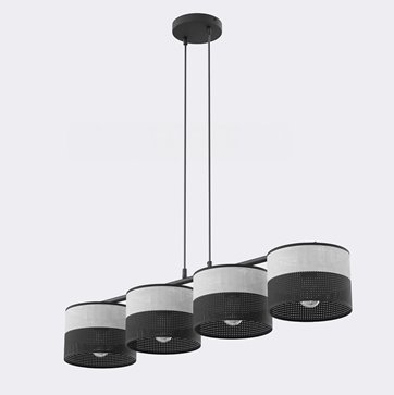 Lampa wisząca KARBON 4 BL GRAY klasyczna, abażur, szara