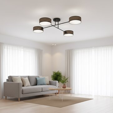 Lampa sufitowa MAGA 4 BROWN plafon, brązowa, abażur