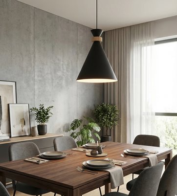 Lampa wisząca ZERO 1 BLACK nowoczesna, czarna, metal, drewno