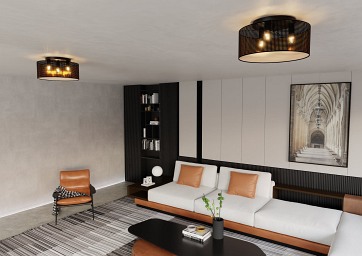 Lampa sufitowa ASTON 3 BLACK/GOLD abażur, czarno/złoty