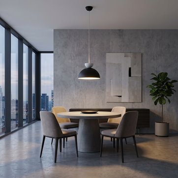 Lampa wisząca LUNARO 1S BL BLACK/WHITE loft, czarna, metal