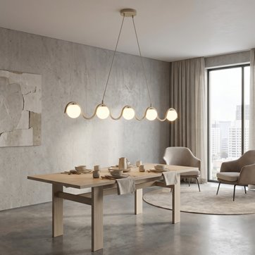 Lampa wisząca SINUS 5 MOKKA OPAL nowoczesna, beżowa, metal