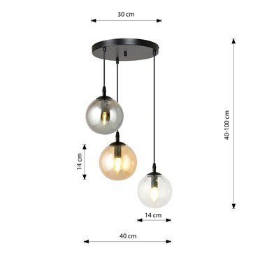 Lampa wisząca COSMO 3 BL PREMIUM MIX loft, klosze, kolor mix
